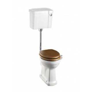 Low-level pan with slimline push button cistern and low-level flush pipe kit